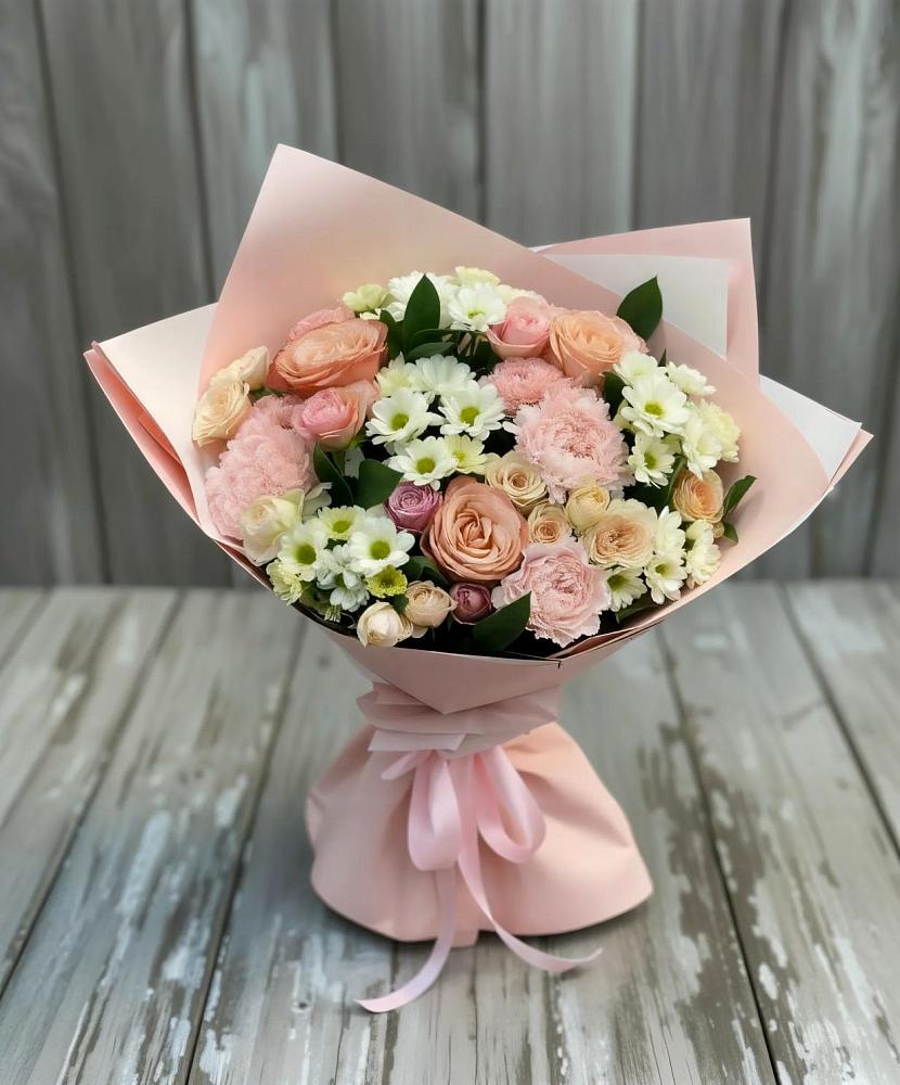 Букет цветов из: Гвоздики, Розы и Хризантемы в Будённовской