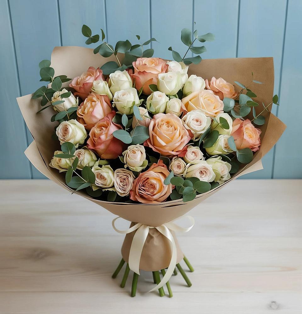 Букет цветов из: Альстромерии и Розы в Будённовской