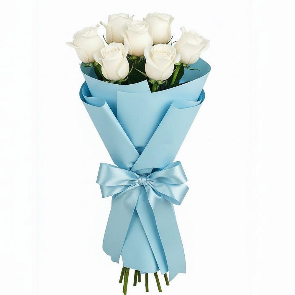 Букет 7 белых роз Проуд в Будённовской
