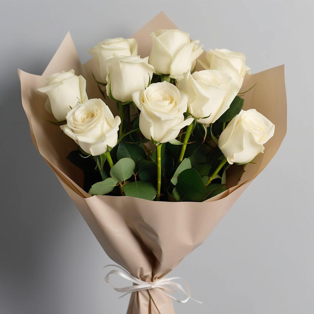 Букет 9 Белых роз Эдлесс Лав в Будённовской