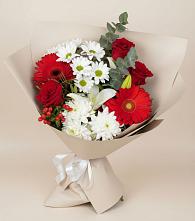 Букет цветов из:  Розы, Хризантемы, Герберы и Лилии в Будённовской