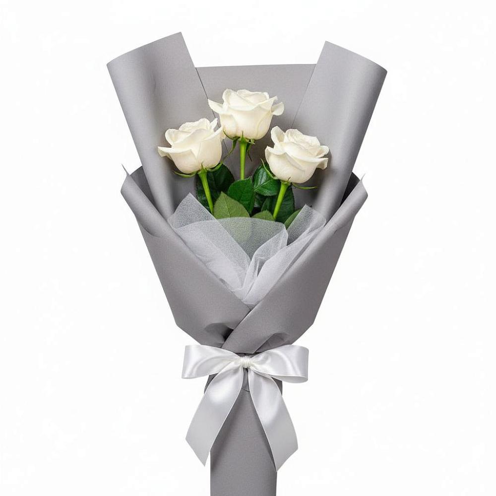 Букет 3 белые розы в Будённовской