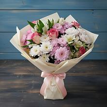 Букет цветов из:  Хризантемы, Альстромерии и Розы в Будённовской