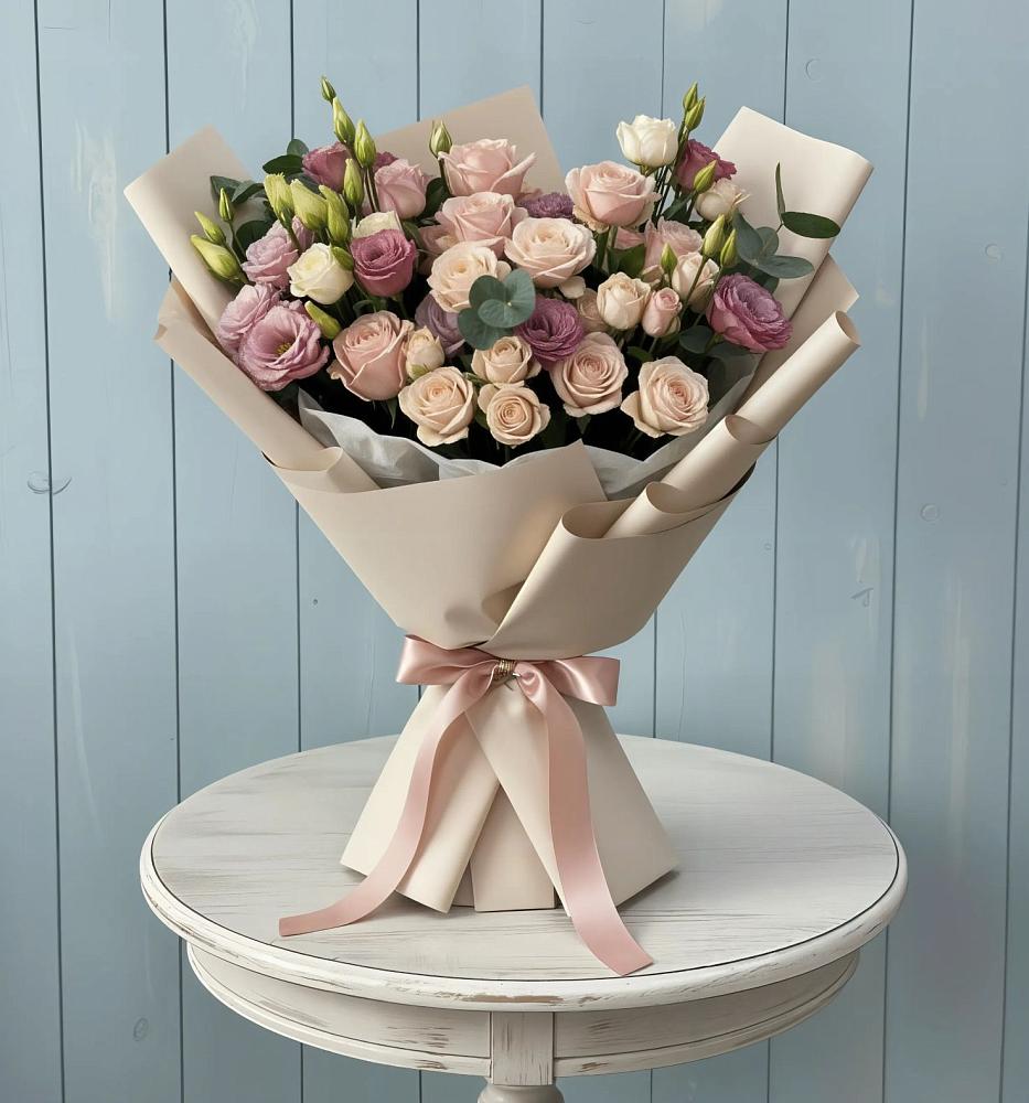 Букет цветов из: Розы и Лизиантусы в Будённовской