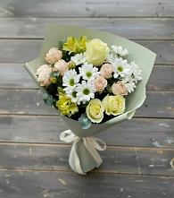 Букет цветов из:  Альстромерии, Розы и Хризантемы в Будённовской