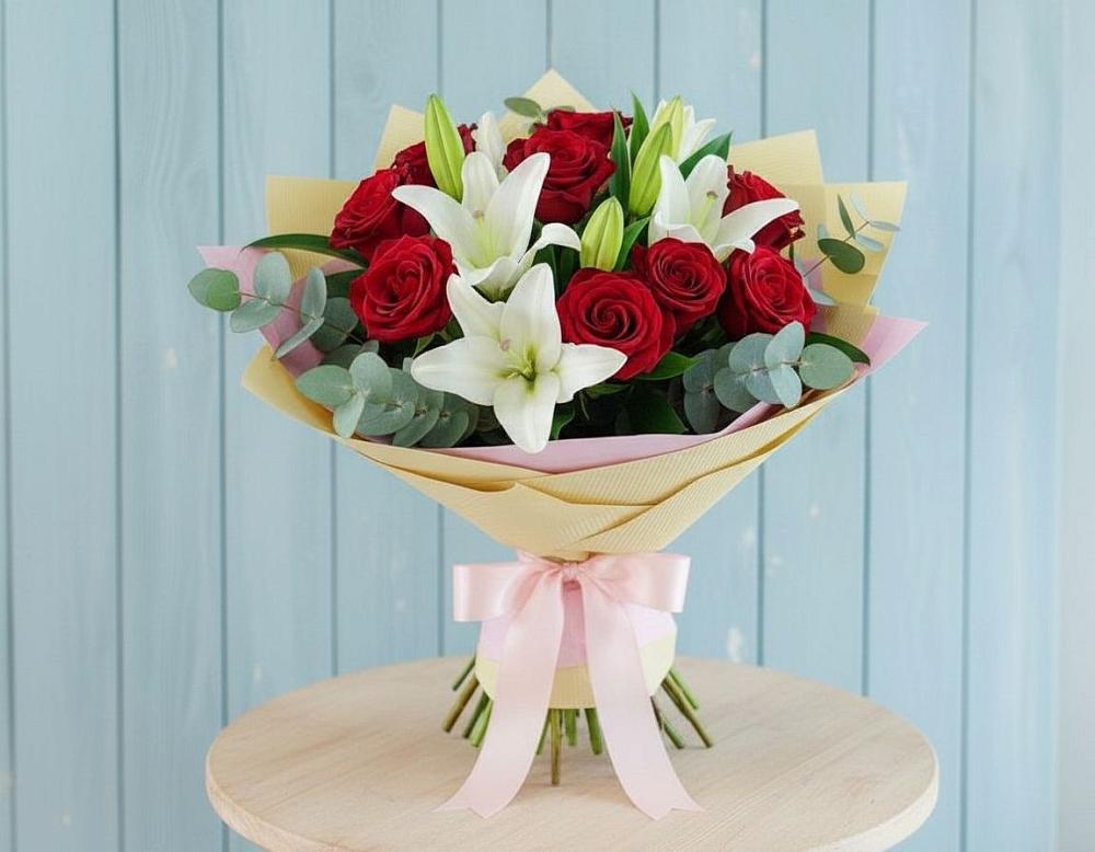 Букет цветов из: Лилии и Розы в Будённовской